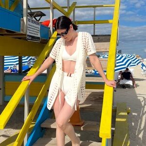 Solid and Striped Short sleeve coverup